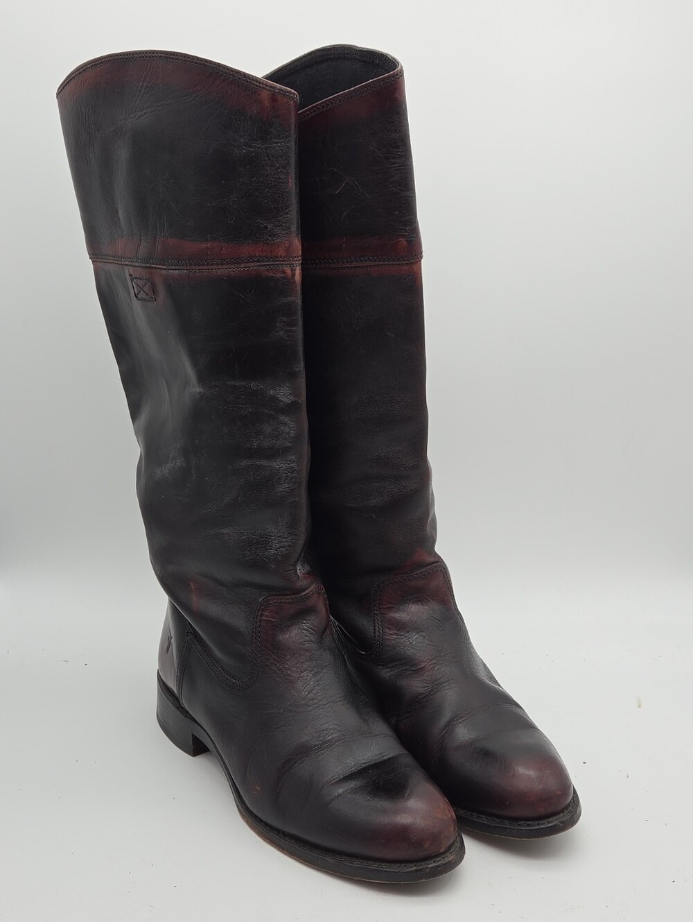 Rare FRYE Tall Burgundy Leather Boots Size 9 - Picture 3 of 10